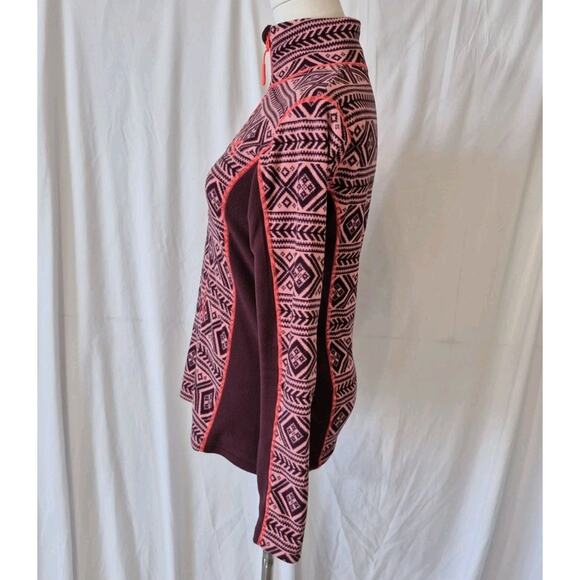 Kari Traa Womens Burgundy Pink Fair Isle Flette Fleece Jacket Small - Picture 6 of 8